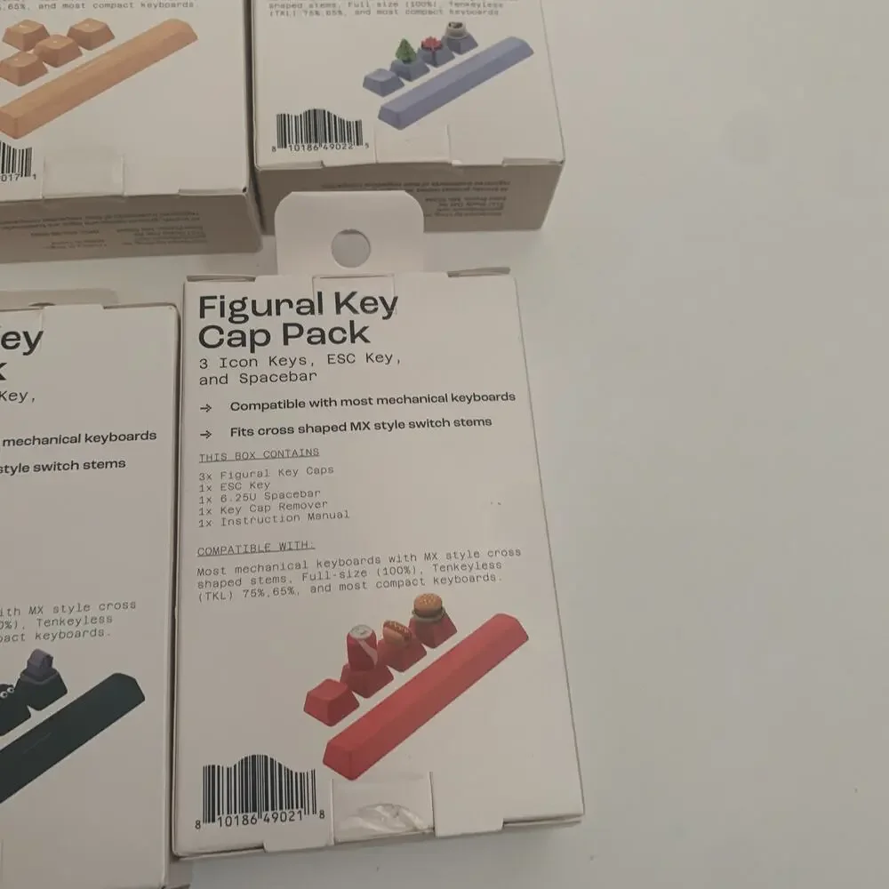 North Lot Of 6 Mechanical Keyboard Assoreted Caps Sets Figural key + wood Accent
